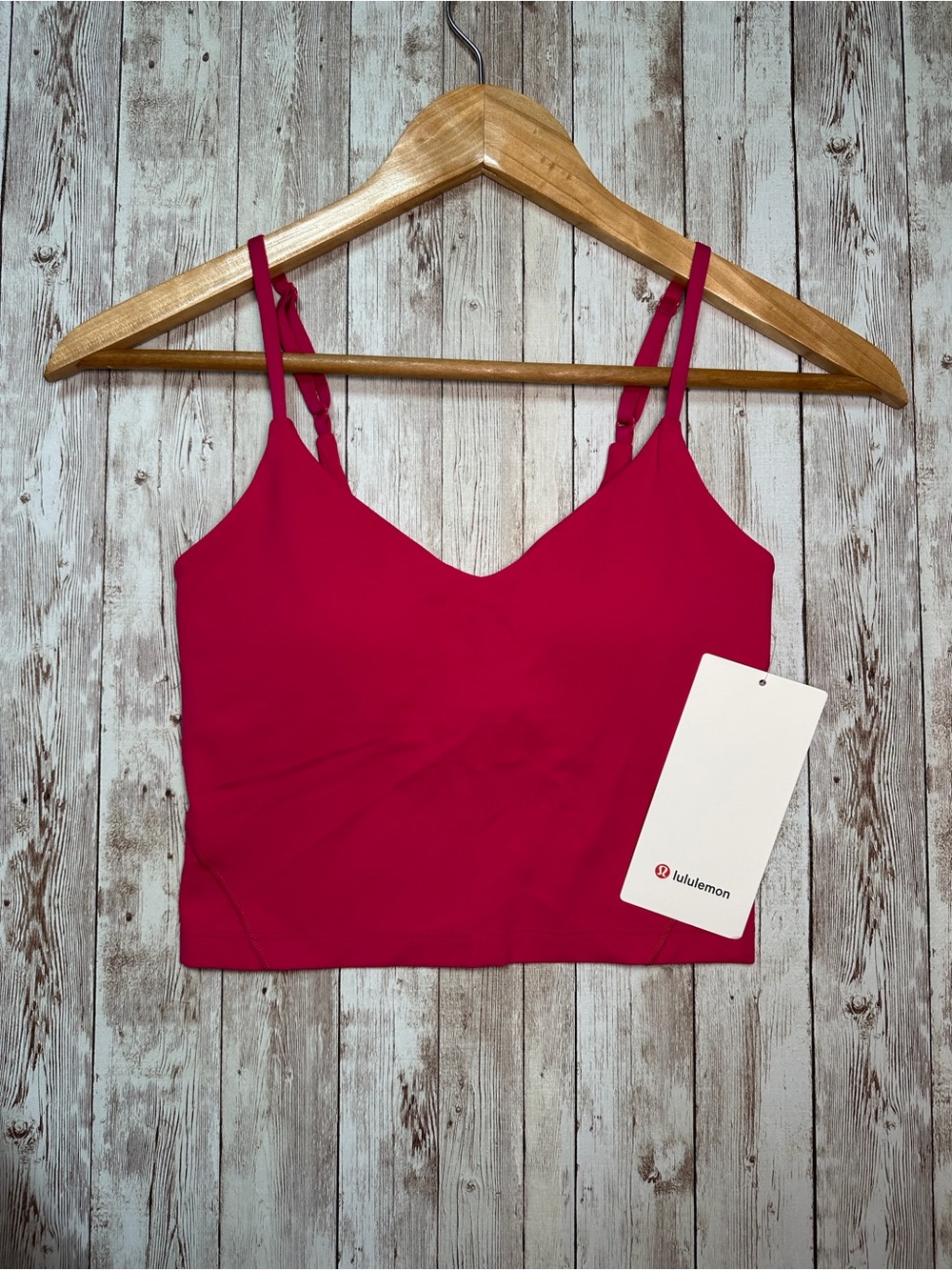 Lululemon Align Cropped Cami Tank Top sz 2 A/B Cup Passionate Pink Nulu Bra